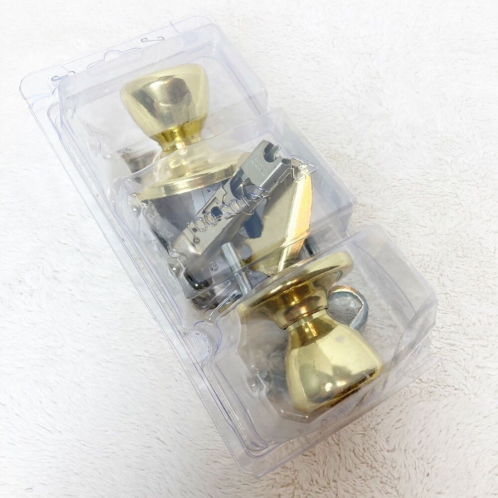 Kwikset Bed & Bath Door Knob w/ turn button locking Brass Gold Tone